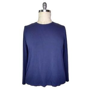 Eileen Fisher Woman Navy Blue Long Sleeve Round Neck Top